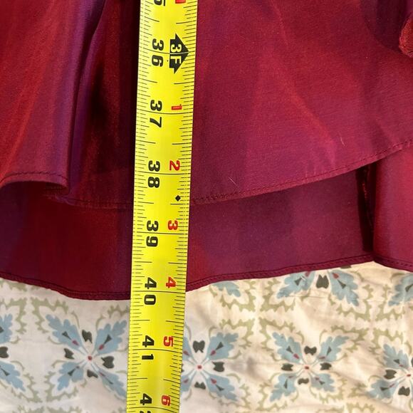 Vintage Tadashi 90s/Y2K Iridescent Ruched Knee Length Dress w Ruffles - Picture 12 of 15